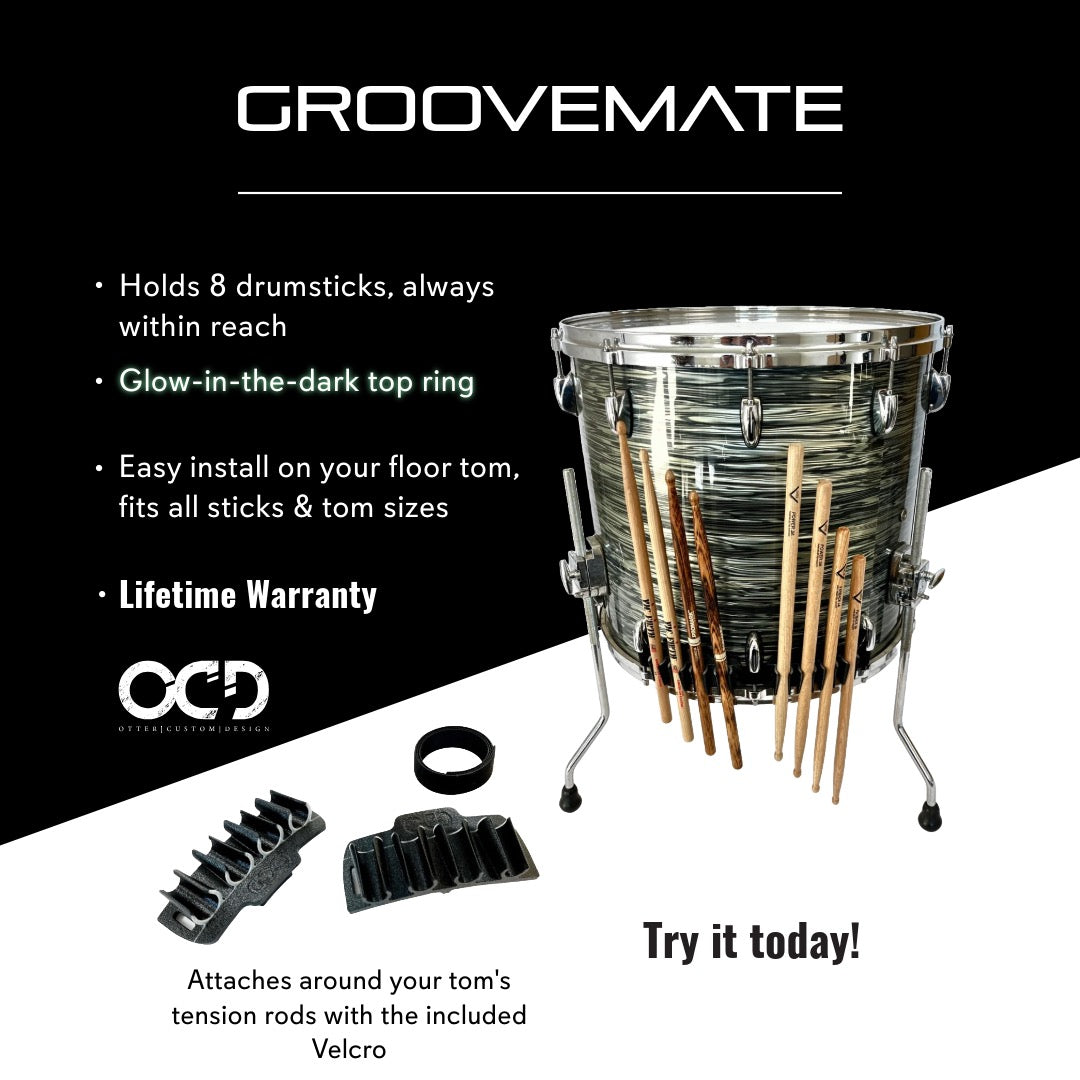 GrooveMate - Otter Custom Design -drum sticks holder.- floor tom drum stick holder 