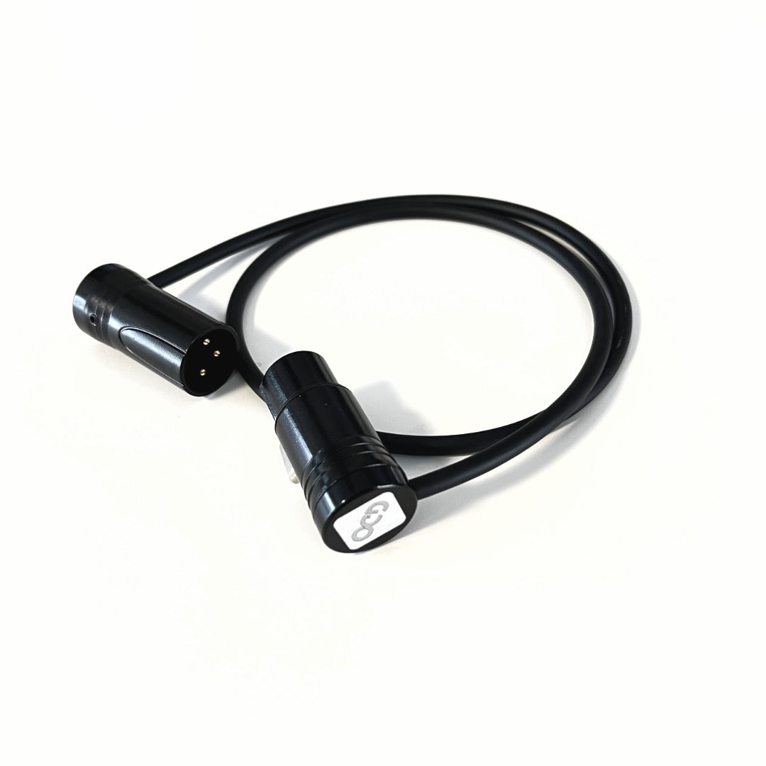 NanoPlug compact angled XLR male to female adapter, low-profile audio connector for tight spaces